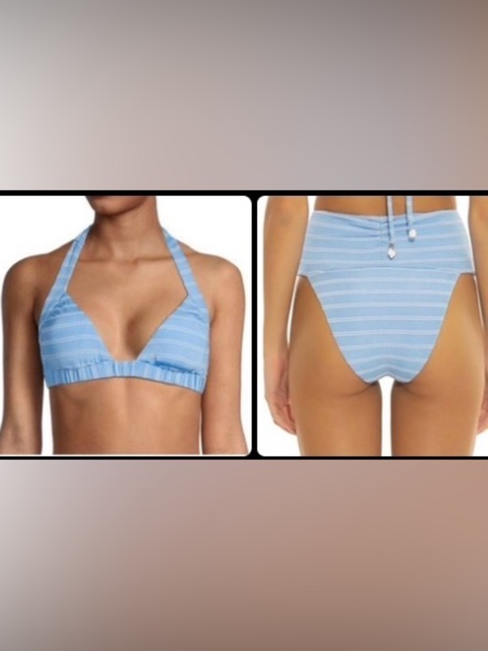 Isabella Rose Striped Light Blue women’s bikini set - top LARGE/D bottom MED